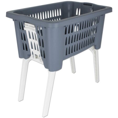 Deuba Laundry Basket Bin Sturdy Plastic Linen Storage Foldable Legs