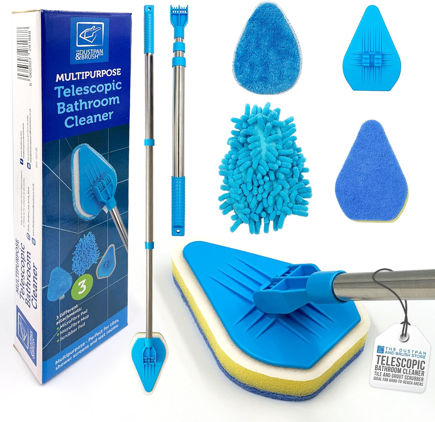 Dustpan & Brush Multipurpose Telescopic Bathroom Cleaner Set