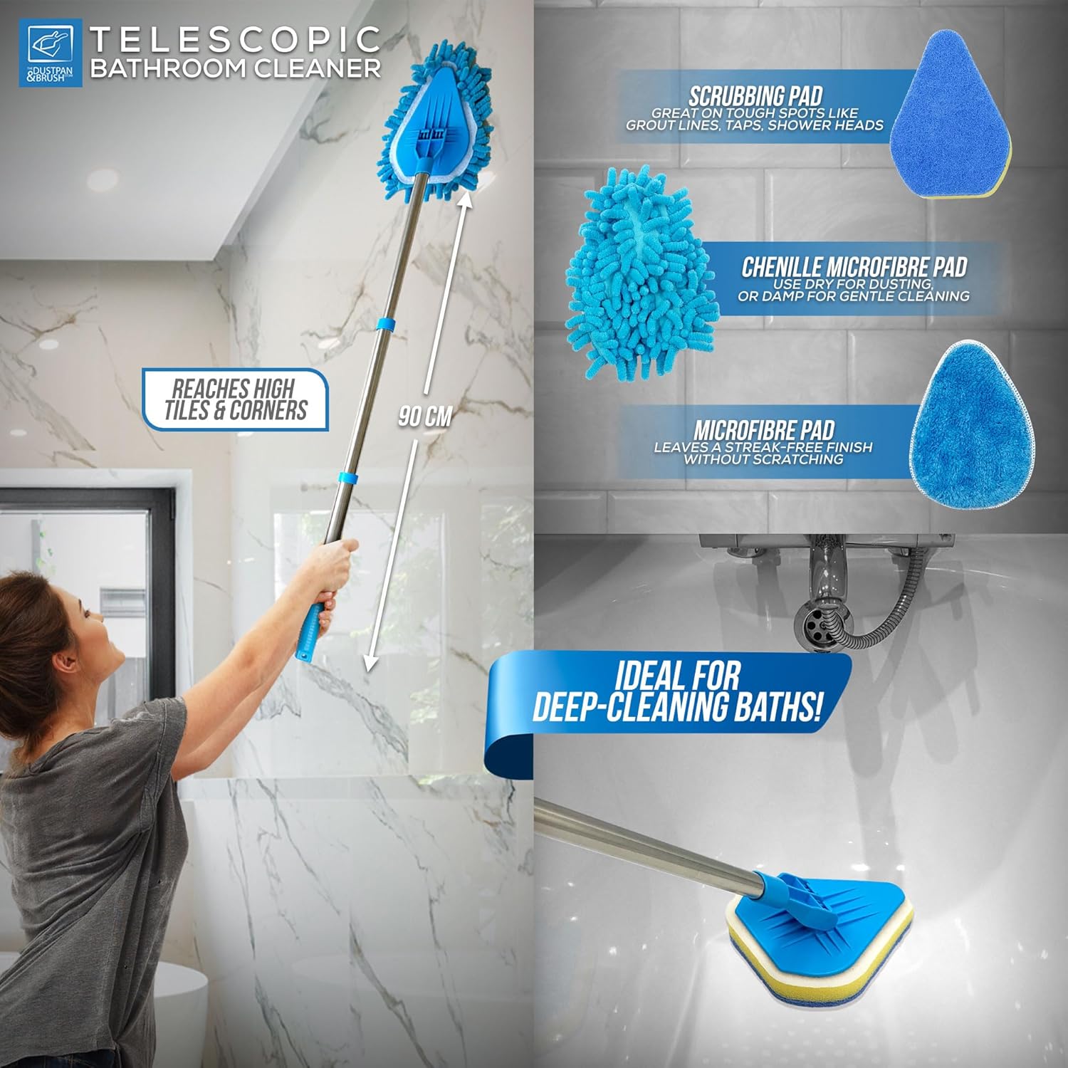 Dustpan & Brush Multipurpose Telescopic Bathroom Cleaner Set - Image 6