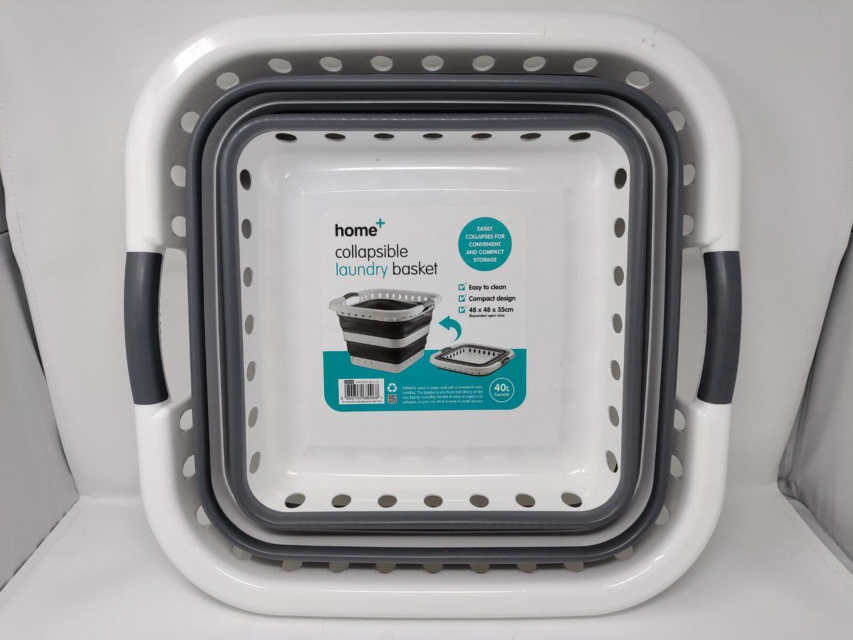 Home+ Collapsible Plastic Laundry Basket, Foldable Pop Up Storage Container 40L - Image 2