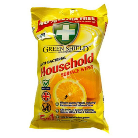 Green Shield Anti-Bacterial Household Surface Wipes.