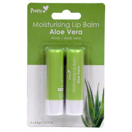 Pretty Aloe Vera Moisturising Lip Balm 2pk