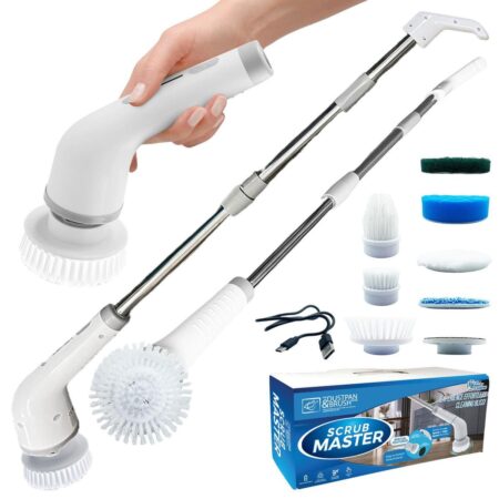 Dustpan & Brush Electric Long Handled Scrub Master with 8 Attachment Heads