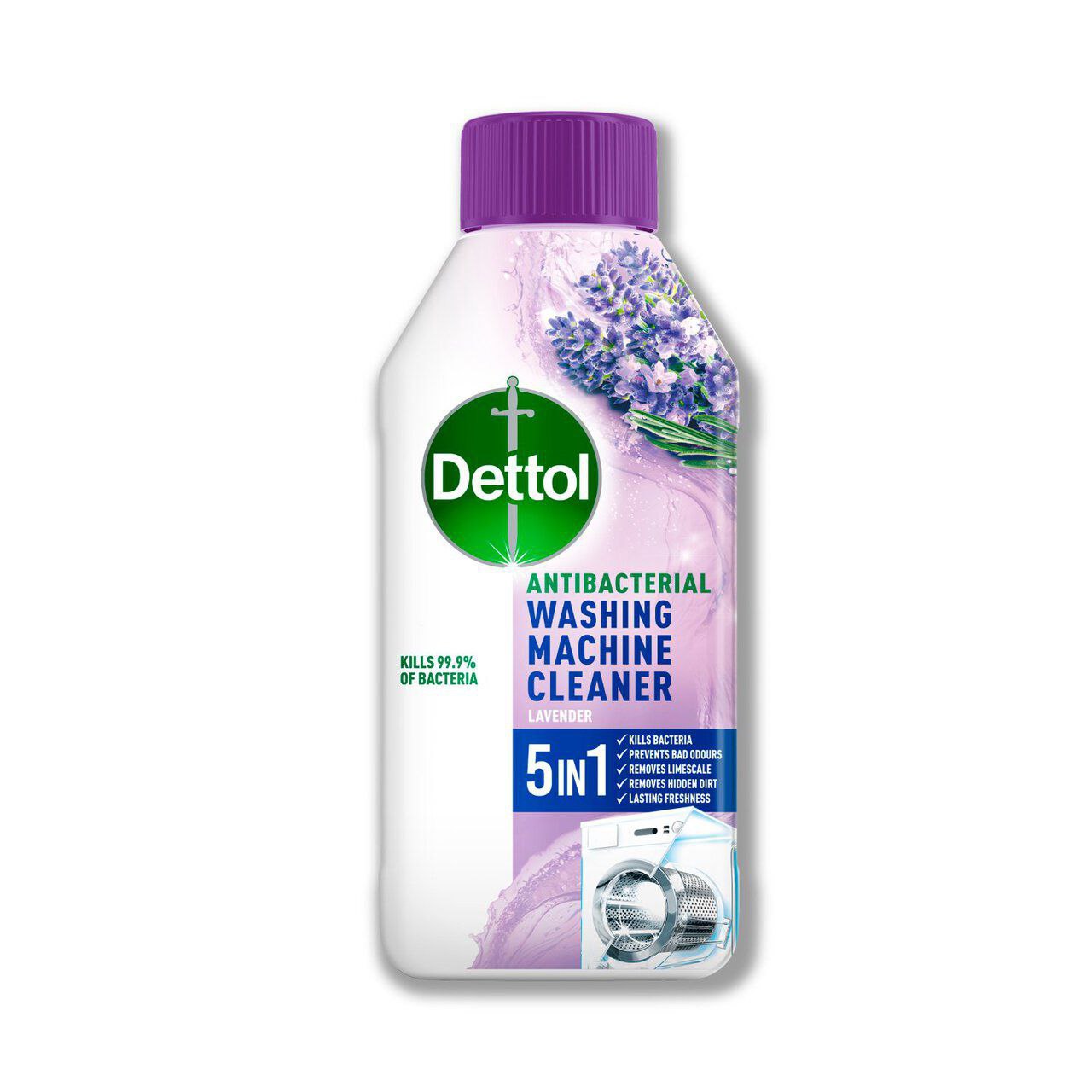 Dettol 5-in-1 Antibacterial Washing Machine Cleaner Lavender 250ml