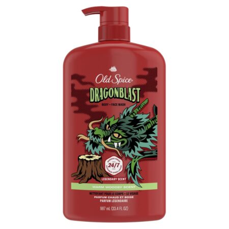 Old Spice Body Wash for Men 24/7 Shower Clean DragonBlast 33.4 Oz