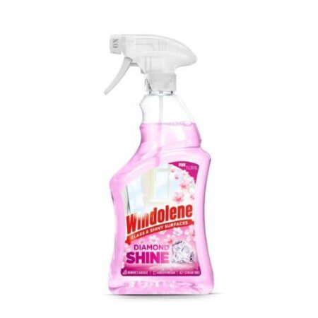 Windolene Pink Floral Diamond Shine Glass & Shiny Surfaces Removes Grease 750ml