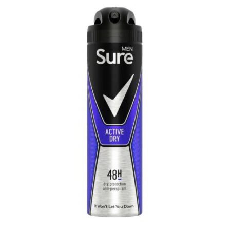 Sure Men 48hr Active Dry Antiperspirant Deodorant Spray 250ml