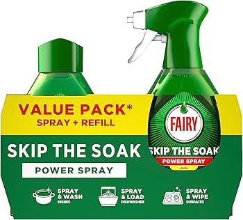 Fairy Skip The Soak Power Spray and Refill Lemon 2x500ml
