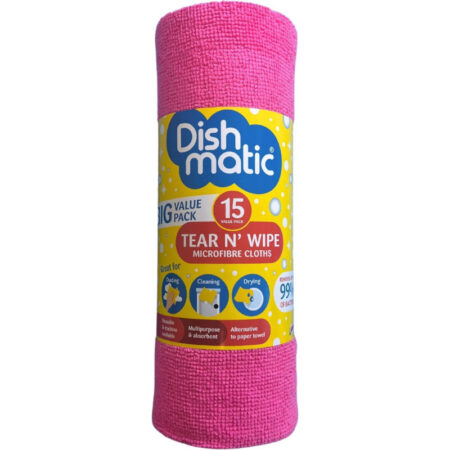 Dishmatic Tear N' Wipe Microfibre Cloths 15 Pack
